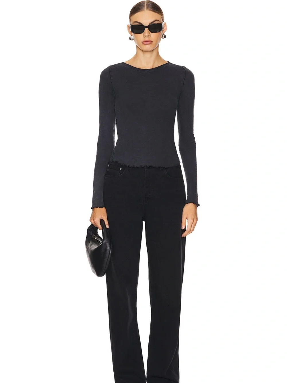 We the Free x Free People Be My Baby Long Sleeve Top in Black New